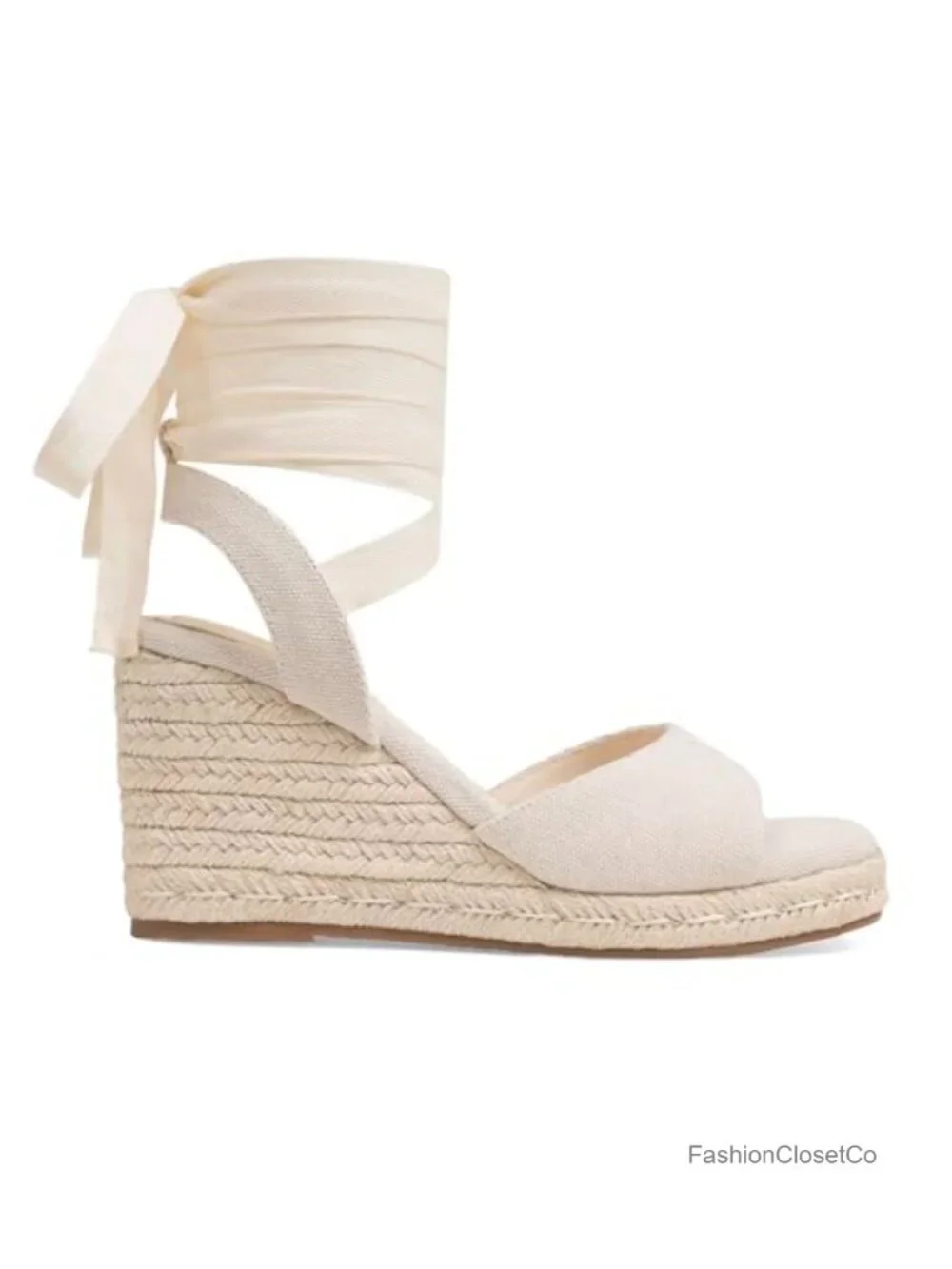 Womens Espadrilles Wedge Sandals Platform Square Toe Ankle Strap Lace Up Summer